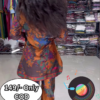 Women’s Multicolor Abstract Printed Kurti with Matching Pants – Ethnic Fusion Co-Ord Set with Music-Themed Backdrop