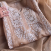 1196-2.png Beige Sheer Embroidered Fabric Panel with White Floral Motifs & Sequin Accents – Ethnicwear Material