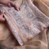 1196-3.png Beige Sheer Embroidered Fabric Panel with White Floral Motifs & Sequin Accents – Ethnicwear Material