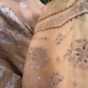 1196-4.png Beige Sheer Embroidered Fabric Panel with White Floral Motifs & Sequin Accents – Ethnicwear Material