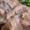 1196-6.png Beige Sheer Embroidered Fabric Panel with White Floral Motifs & Sequin Accents – Ethnicwear Material