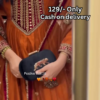 Women’s Orange Embroidered Kurti with Gold & Red Threadwork – Festive Ethnicwear Styled with Black Clutch Accessory