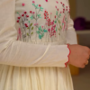 Women’s White Floral Embroidered Long Dress with Scalloped Neckline & Hem – Boutique Ethnicwear with Flowing Silhouette