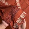 Women’s Reddish-Brown Ethnic Kurti with Floral Embroidery, Tassels & Shell Accents – Handcrafted Neckline Detailing for Festive Styling