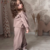 1207-5.png Kids’ Light Brown Co-Ord Set with Long Sleeves & White Sneakers – Neutral-Tone Outfit Styled with Giraffe Plush & Personalized Decor