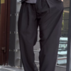 Men’s Black Stretchable Button-Up Shirt with Gray Pants – Comfort-Fit Ethnic Fusion Ensemble for Everyday Styling