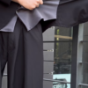 Men’s Black Stretchable Button-Up Shirt with Gray Pants – Comfort-Fit Ethnic Fusion Ensemble for Everyday Styling