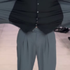 Men’s Black Stretchable Button-Up Shirt with Gray Pants – Comfort-Fit Ethnic Fusion Ensemble for Everyday Styling