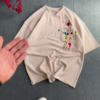 1209-5.png Unisex White & Beige T-Shirts with Colorful Paint Splatter and Pocket Embroidery – Artistic Casualwear for Everyday Styling
