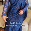 1211-2.png Women’s Dark Blue Lace Saree with Floral Patterns & Matching Blouse – Ready-to-Wear Ethnic Ensemble Styled with Beaded Necklace