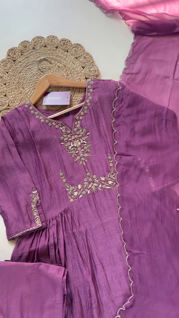 Majestic Purple Embroidered Kurta Set with Dupatta