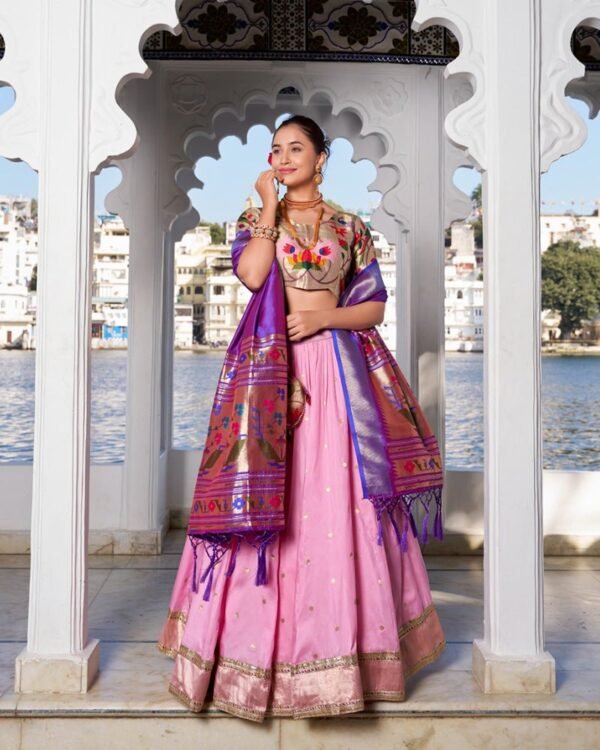 125_063b57a1-9ffb-484c-a334-9cce101a668f-1.jpg Light Pink Color Jacquard silk Lehenga Choli