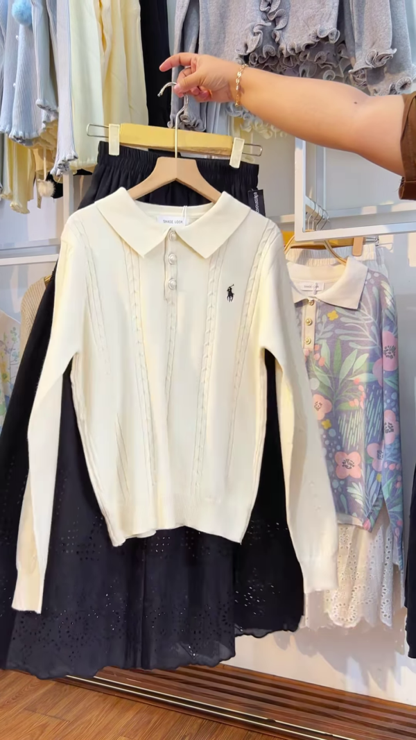Chic Brown Bow Embroidered Oversized Shirt
