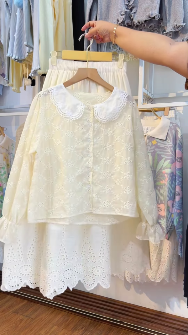 Chic Brown Bow Embroidered Oversized Shirt