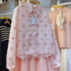 Elegant Pink Floral Embroidered Lace Shirt