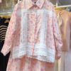 Elegant Pink Floral Embroidered Lace Shirt