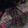 Black Floral Embroidered Net Saree