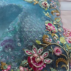 Aqua Blue Heavy Embroidered Net Dupatta