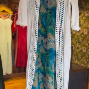 135-1.png Boho Chic Floral Maxi Dress with Crochet Shrug