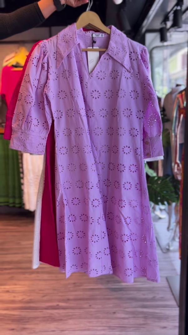 136-4.png Sunshine Yellow Embroidered Cotton Midi Dress