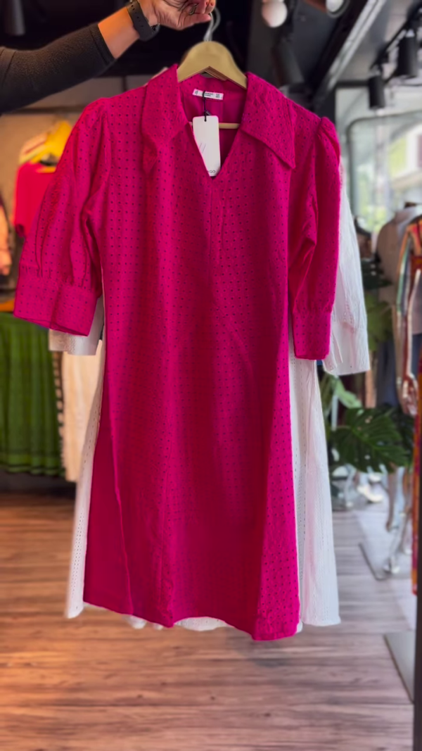 136-5.png Sunshine Yellow Embroidered Cotton Midi Dress