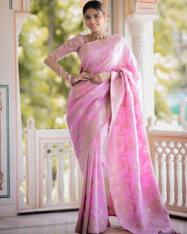 151_3f1c0de7-6bc4-4526-86ed-b7a1d4c300d8-1.jpg Pink Color Banarasi Jacquard Zari Weaving Saree