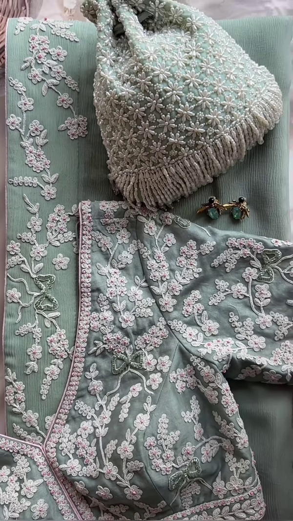 Mint Elegance Embroidered Suit Set
