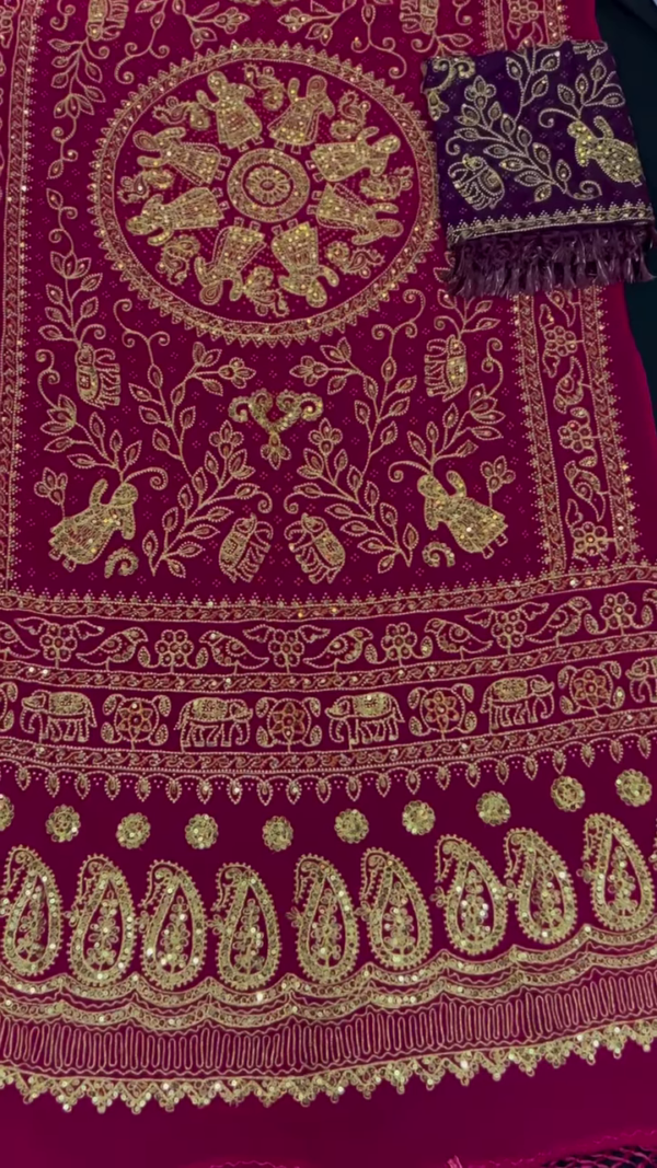 Royal Rajasthani Hand-Embroidered Suit Set