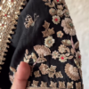 Black & Gold Hand-Embroidered Saree Set