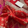 Red and Pink Banarasi Silk Lehenga Set with Mirror Work Blouse