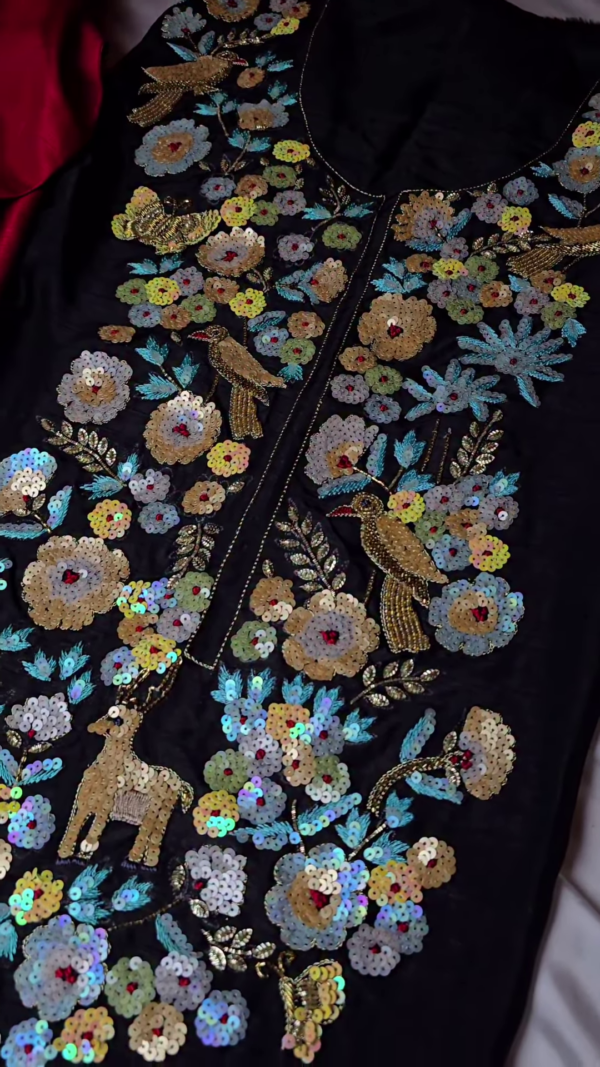 183-1.png Black Hand-Embroidered Sequin Jacket Kurta