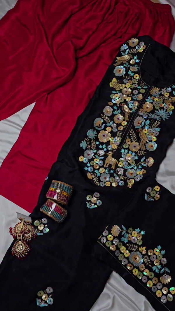 183-2.png Black Hand-Embroidered Sequin Jacket Kurta