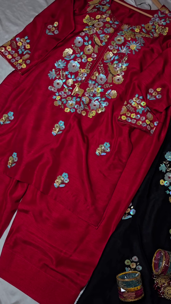 183-4.png Black Hand-Embroidered Sequin Jacket Kurta