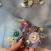 Pastel Hand-Embroidered Floral Organza Fabric