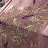Luxe Hand-Embroidered Pink Net Fabric