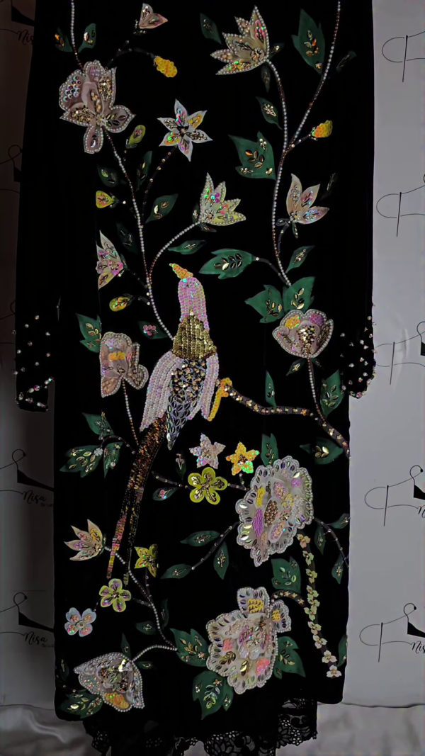 Midnight Majesty Embroidered Velvet Ensemble