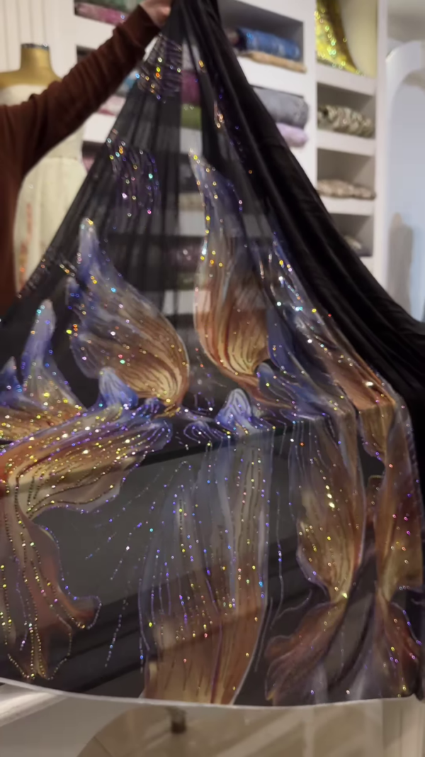 Midnight Mirage Embellished Fabric