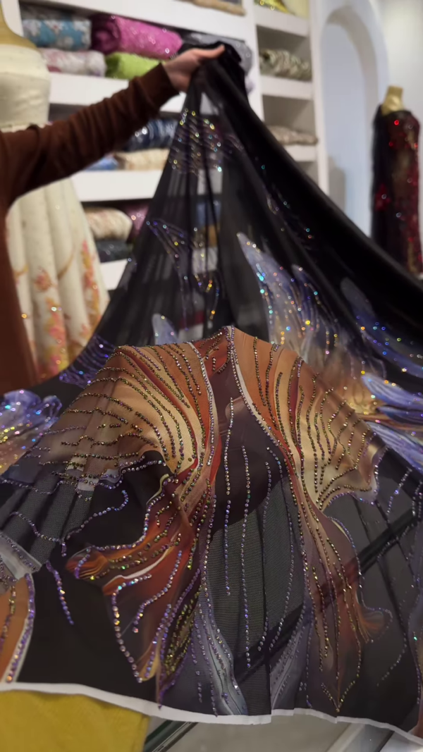 Midnight Mirage Embellished Fabric