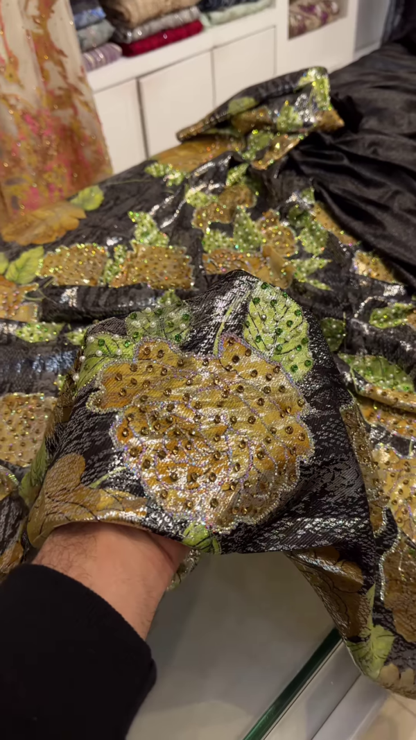 Golden Bloom Luxe Jacquard Fabric