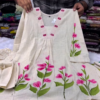 Cream Hand-Painted Floral Kurti with Pant – Elegant Ethnic Wear Set