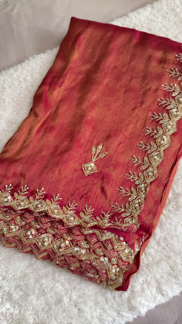 201-2.png Royal Red Silk Suit with Heavy Embroidery