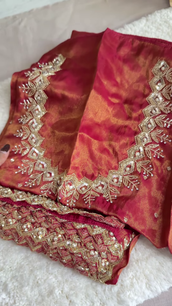 201-3.png Royal Red Silk Suit with Heavy Embroidery