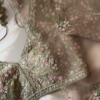 Elegant Mauve Embroidered Net Saree with Blouse