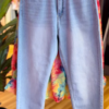 Tropical Watercolor Shirt Co-ord Set with Sky Blue Ribbed Tank & Light Wash Denim