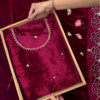 2609-2.png Premium Velvet Maroon Embellished Designer Kurti / Gown