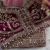 Luxury Maroon Heavy Hand-Embroidered Velvet Designer Blouse