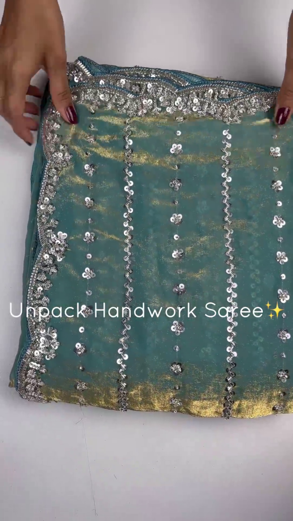 Premium Handwork Partywear Sequin Embroidered Saree