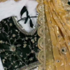 Premium Black & Golden Heavy Embroidered Partywear Blouse with Dupatta
