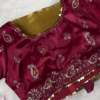 Premium Maroon Embroidered Designer Blouse with Heavy Golden Dupatta