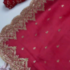 2619-1.png Premium Bridal Red Heavy Embroidered Partywear Saree with Designer Blouse Fabric